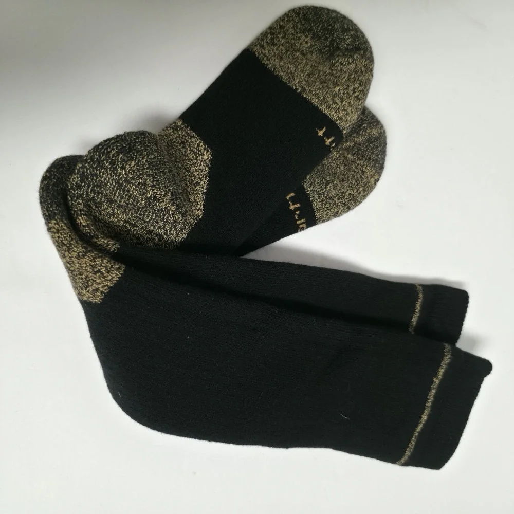Carhartt Men's Midweight Cotton Steel Toe Boot Socks 1 Pair Black Gold Cushioned